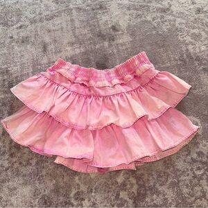 Day + Moon Medium Pink Acid Washed Jean Denim Ruffle Skort Skirt